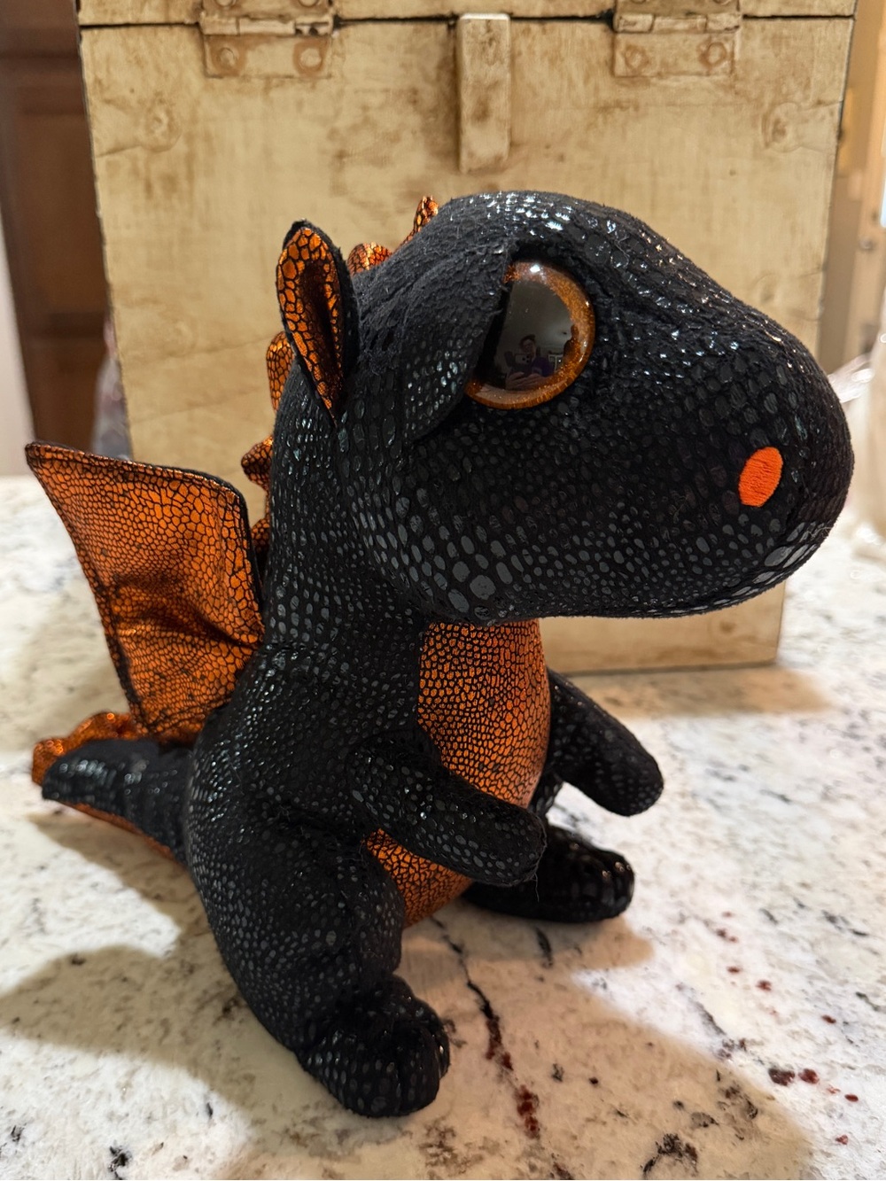 TY Beanie Boos 2017 Merlin Black Orange Dragon 9" Plush
